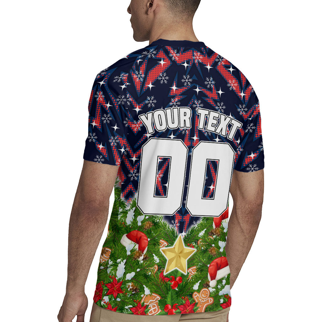 Personalised Sydney Roosters Rugby Christmas Rugby Jersey Santa Rugby Mascot - Pine Wreath Festive