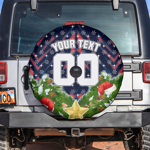 Personalised Sydney Roosters Rugby Christmas Spare Tire Cover Santa Rugby Mascot - Pine Wreath Festive