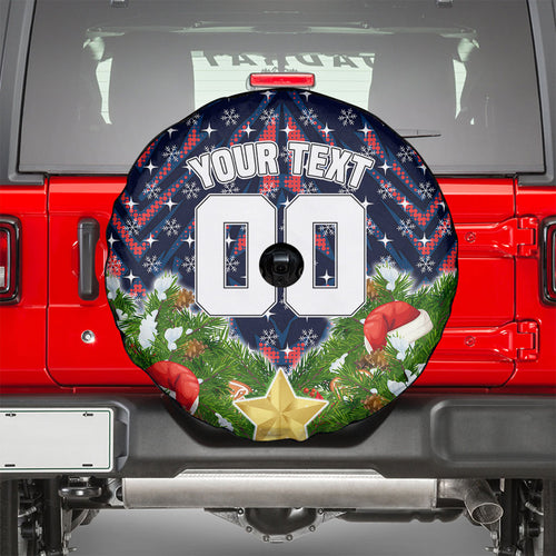 Personalised Sydney Roosters Rugby Christmas Spare Tire Cover Santa Rugby Mascot - Pine Wreath Festive
