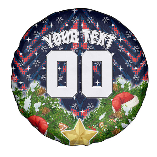 Personalised Sydney Roosters Rugby Christmas Spare Tire Cover Santa Rugby Mascot - Pine Wreath Festive