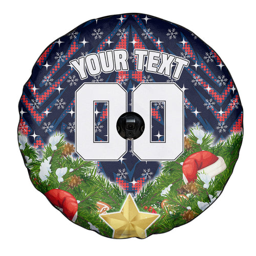 Personalised Sydney Roosters Rugby Christmas Spare Tire Cover Santa Rugby Mascot - Pine Wreath Festive