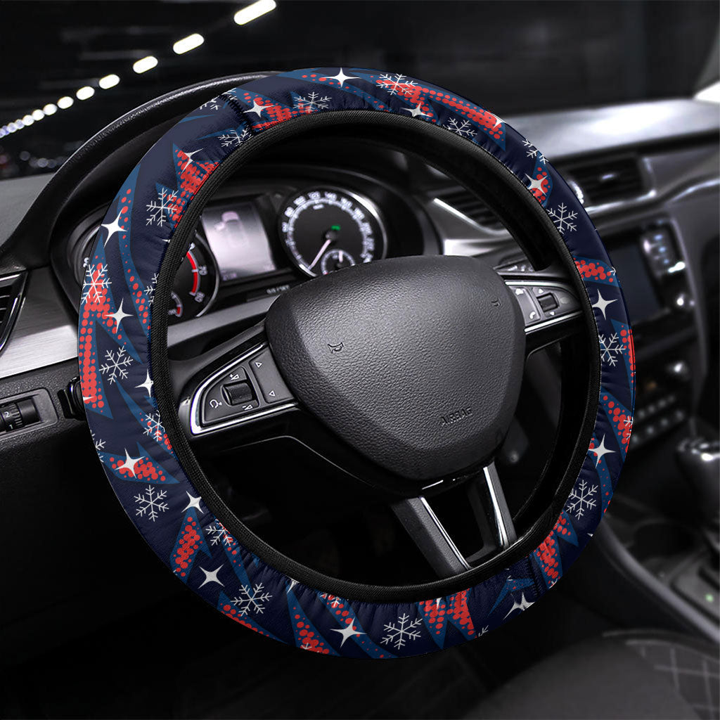 Sydney Roosters Rugby Christmas Steering Wheel Cover Santa Rugby Mascot - Pine Wreath Festive