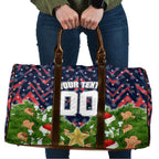 Personalised Sydney Roosters Rugby Christmas Travel Bag Santa Rugby Mascot - Pine Wreath Festive