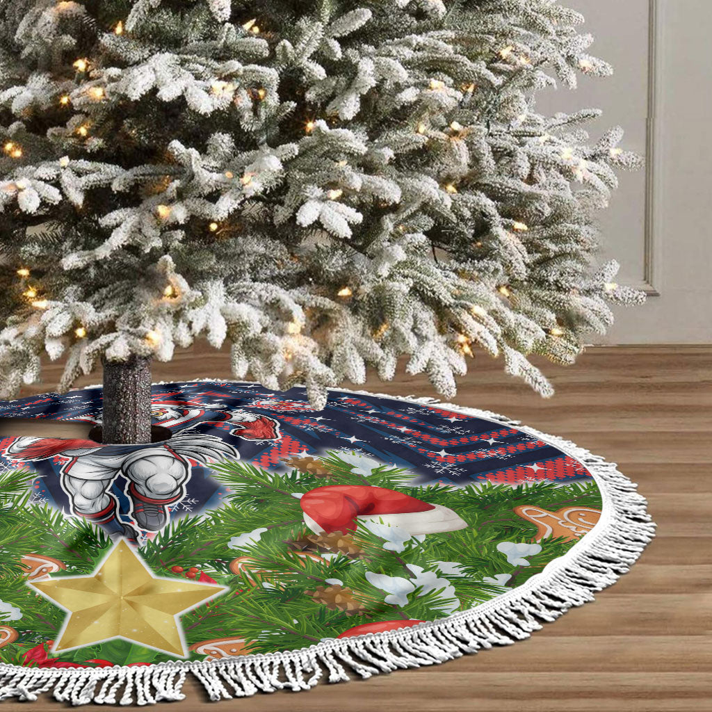 Sydney Roosters Rugby Christmas Tree Skirt Santa Rugby Mascot - Pine Wreath Festive