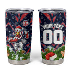 Personalised Sydney Roosters Rugby Christmas Tumbler Cup Santa Rugby Mascot - Pine Wreath Festive