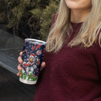 Personalised Sydney Roosters Rugby Christmas Tumbler Cup Santa Rugby Mascot - Pine Wreath Festive