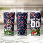 Personalised Sydney Roosters Rugby Christmas Tumbler Cup Santa Rugby Mascot - Pine Wreath Festive