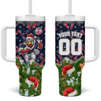 Personalised Sydney Roosters Rugby Christmas Tumbler With Handle Santa Rugby Mascot - Pine Wreath Festive
