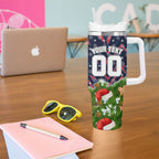 Personalised Sydney Roosters Rugby Christmas Tumbler With Handle Santa Rugby Mascot - Pine Wreath Festive