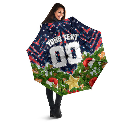 Personalised Sydney Roosters Rugby Christmas Umbrella Santa Rugby Mascot - Pine Wreath Festive