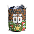 Personalised Wests Tigers Rugby Christmas Laundry Basket Santa Rugby Mascot - Pine Wreath Festive