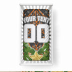Personalised Wests Tigers Rugby Christmas Baby Bed Cover Santa Rugby Mascot - Pine Wreath Festive