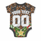 Personalised Wests Tigers Rugby Christmas Baby Onesie Santa Rugby Mascot - Pine Wreath Festive