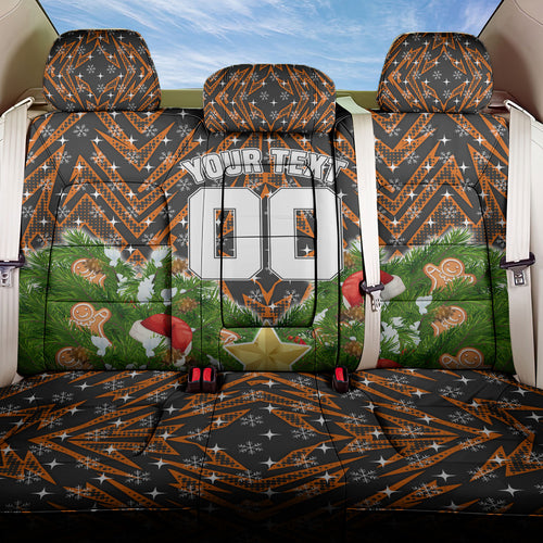 Personalised Wests Tigers Rugby Christmas Back Car Seat Cover Santa Rugby Mascot - Pine Wreath Festive