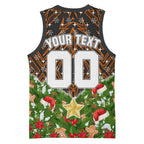 Personalised Wests Tigers Rugby Christmas Basketball Jersey Santa Rugby Mascot - Pine Wreath Festive