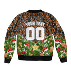 Personalised Wests Tigers Rugby Christmas Bomber Jacket Santa Rugby Mascot - Pine Wreath Festive