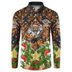 Personalised Wests Tigers Rugby Christmas Button Sweatshirt Santa Rugby Mascot - Pine Wreath Festive
