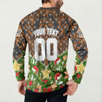 Personalised Wests Tigers Rugby Christmas Button Sweatshirt Santa Rugby Mascot - Pine Wreath Festive