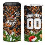 Personalised Wests Tigers Rugby Christmas 4 in 1 Can Cooler Tumbler Santa Rugby Mascot - Pine Wreath Festive