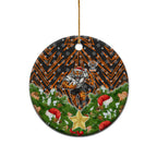 Wests Tigers Rugby Christmas Ceramic Ornament Santa Rugby Mascot - Pine Wreath Festive