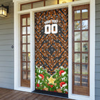 Personalised Wests Tigers Rugby Christmas Door Cover Santa Rugby Mascot - Pine Wreath Festive