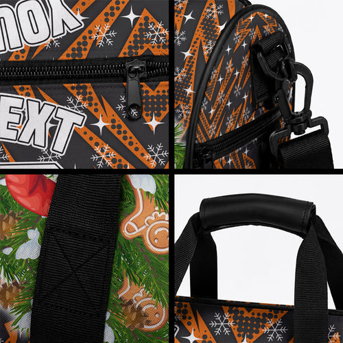 Personalised Wests Tigers Rugby Christmas Duffle Bag Santa Rugby Mascot - Pine Wreath Festive