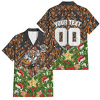 Personalised Wests Tigers Rugby Christmas Family Matching Puletasi and Hawaiian Shirt Santa Rugby Mascot - Pine Wreath Festive