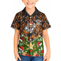 Personalised Wests Tigers Rugby Christmas Kid Hawaiian Shirt Santa Rugby Mascot - Pine Wreath Festive