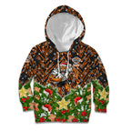 Personalised Wests Tigers Rugby Christmas Kid Hoodie Santa Rugby Mascot - Pine Wreath Festive