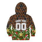 Personalised Wests Tigers Rugby Christmas Kid Hoodie Santa Rugby Mascot - Pine Wreath Festive