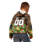 Personalised Wests Tigers Rugby Christmas Kid Hoodie Santa Rugby Mascot - Pine Wreath Festive