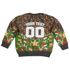 Personalised Wests Tigers Rugby Christmas Kid Ugly Christmas Sweater Santa Rugby Mascot - Pine Wreath Festive