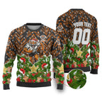 Personalised Wests Tigers Rugby Christmas Ugly Christmas Sweater Santa Rugby Mascot - Pine Wreath Festive