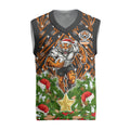 Personalised Wests Tigers Rugby Christmas Knitted V-Neck Vest Santa Rugby Mascot - Pine Wreath Festive
