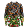 Personalised Wests Tigers Rugby Christmas Long Sleeve Shirt Santa Rugby Mascot - Pine Wreath Festive