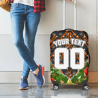 Personalised Wests Tigers Rugby Christmas Luggage Cover Santa Rugby Mascot - Pine Wreath Festive