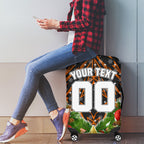 Personalised Wests Tigers Rugby Christmas Luggage Cover Santa Rugby Mascot - Pine Wreath Festive