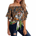 Personalised Wests Tigers Rugby Christmas Off Shoulder Wrap Waist Top Santa Rugby Mascot - Pine Wreath Festive