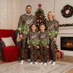 Personalised Wests Tigers Rugby Christmas Pajama Set Santa Rugby Mascot - Pine Wreath Festive