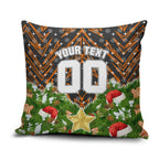 Personalised Wests Tigers Rugby Christmas Pillow Cover Santa Rugby Mascot - Pine Wreath Festive