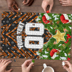 Personalised Wests Tigers Rugby Christmas Puzzle Santa Rugby Mascot - Pine Wreath Festive