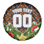 Personalised Wests Tigers Rugby Christmas Spare Tire Cover Santa Rugby Mascot - Pine Wreath Festive