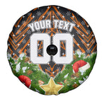Personalised Wests Tigers Rugby Christmas Spare Tire Cover Santa Rugby Mascot - Pine Wreath Festive