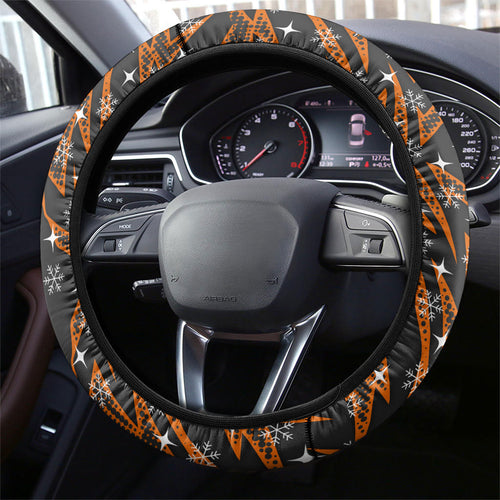 Wests Tigers Rugby Christmas Steering Wheel Cover Santa Rugby Mascot - Pine Wreath Festive