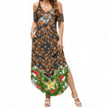 Personalised Wests Tigers Rugby Christmas Summer Maxi Dress Santa Rugby Mascot - Pine Wreath Festive