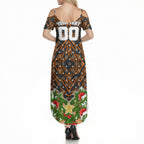 Personalised Wests Tigers Rugby Christmas Summer Maxi Dress Santa Rugby Mascot - Pine Wreath Festive