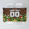 Personalised Wests Tigers Rugby Christmas Tablecloth Santa Rugby Mascot - Pine Wreath Festive