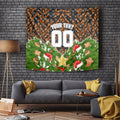 Personalised Wests Tigers Rugby Christmas Tapestry Santa Rugby Mascot - Pine Wreath Festive