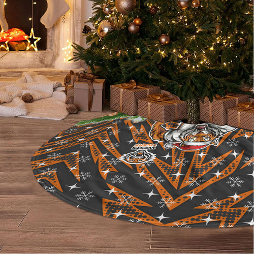 Wests Tigers Rugby Christmas Tree Skirt Santa Rugby Mascot - Pine Wreath Festive
