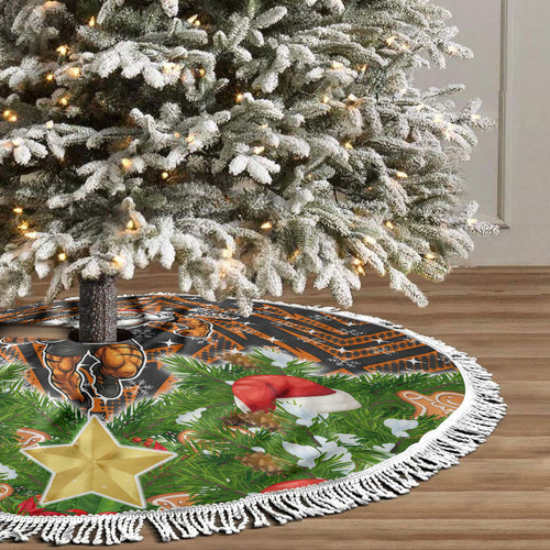 Wests Tigers Rugby Christmas Tree Skirt Santa Rugby Mascot - Pine Wreath Festive